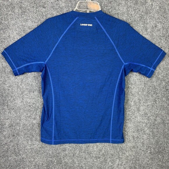 Lands End Short Sleeve Knit Top Tee Men Small Blue Space Dye Fitted - Picture 7 of 9